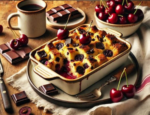 Image of Cherry and Dark Chocolate Bread Pudding