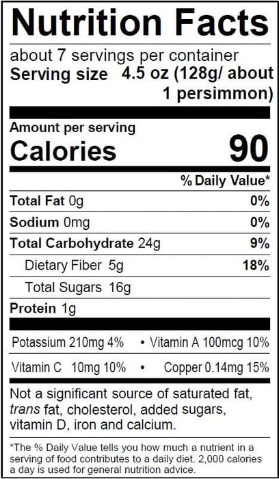 Image of  2 Pounds Fuyu Persimmons Nutrition Facts Panel