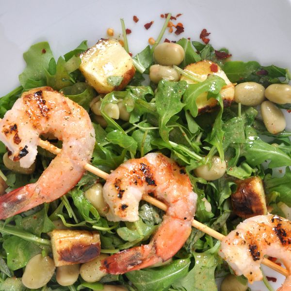 Image of Grilled Shrimp, Fava Bean & Roasted Parsnip Salad