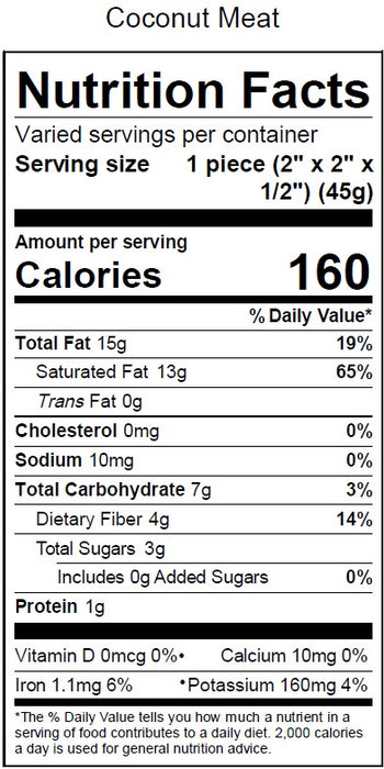 Image of Nutrition Facts Panel for Coconut Meat