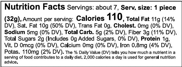 Image of Organic Sliced Coconut 8 oz Nutrition Facts Panel