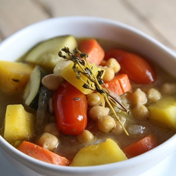 Image of Slow Cooked Acorn Squash and Garbanzo Bean Soup