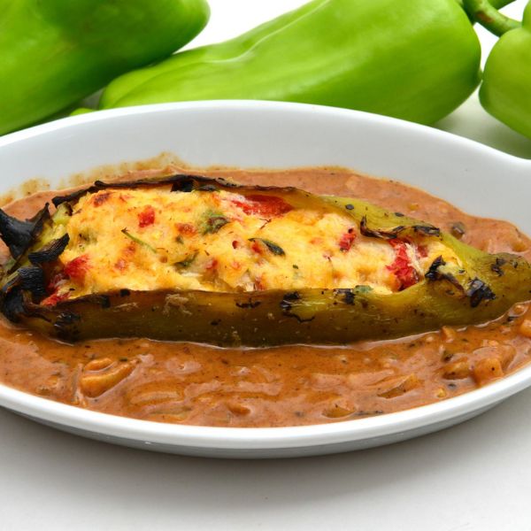 Image of Stuffed Roasted Cubanelle Peppers with Chipotle Red Bell Pepper Sauce