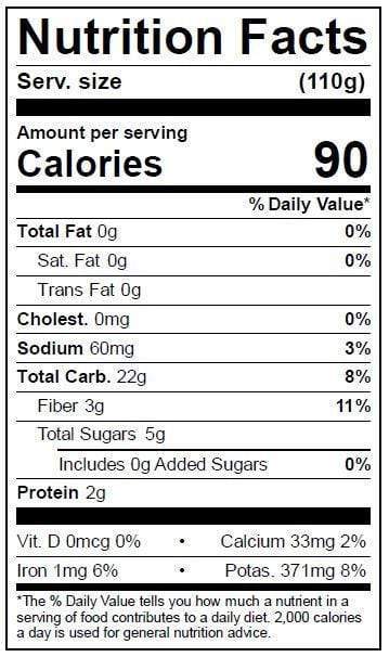 Image of Organic Baby Bonita Sweet Potatoes Nutritional Facts Panel